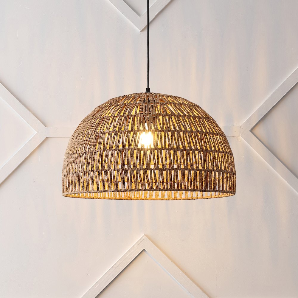 Campana 1-Light Bohemian Modern Woven Rope/Iron LED Pendant,