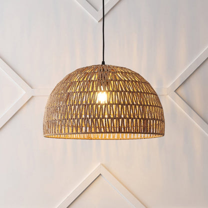 Campana 1-Light Bohemian Modern Woven Rope/Iron LED Pendant,