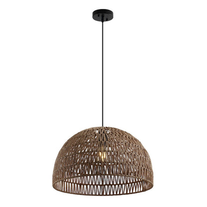 Campana 1-Light Bohemian Modern Woven Rope/Iron LED Pendant,