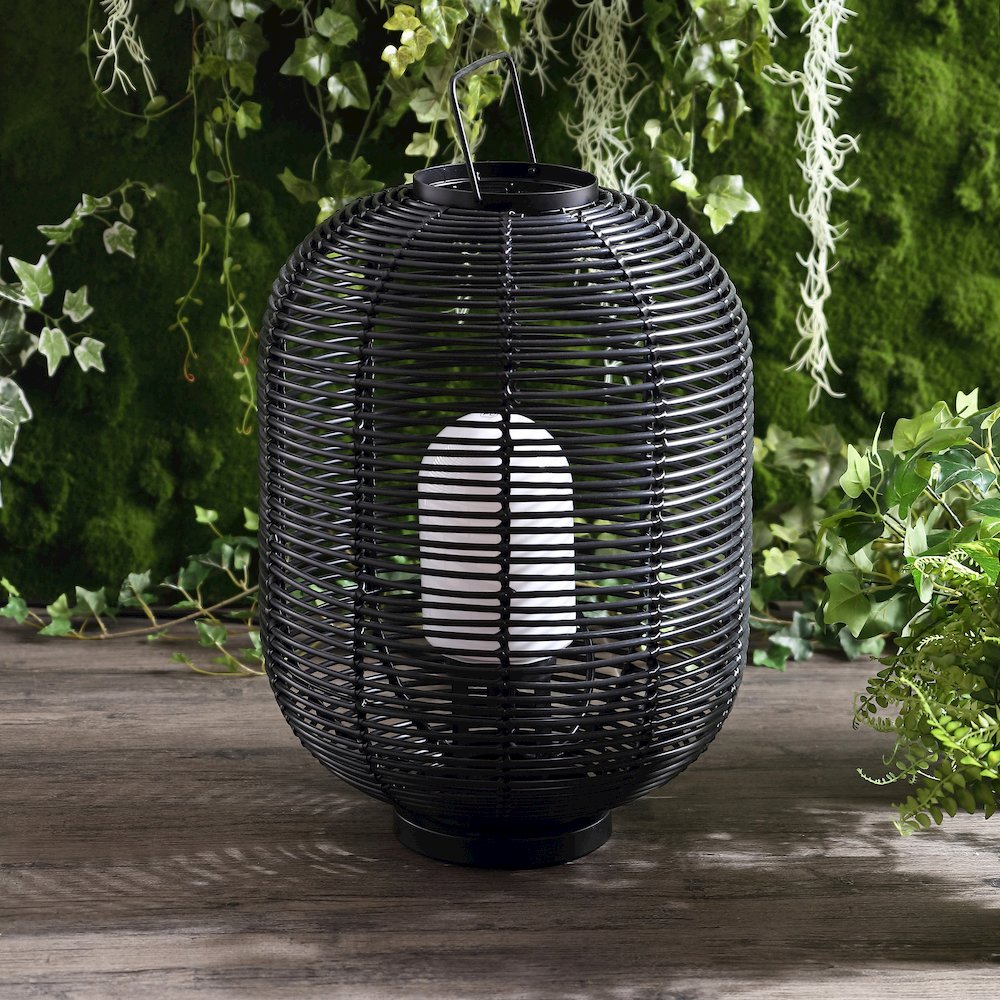 Kandella Outdoor Woven Oval Asian Led Lantern