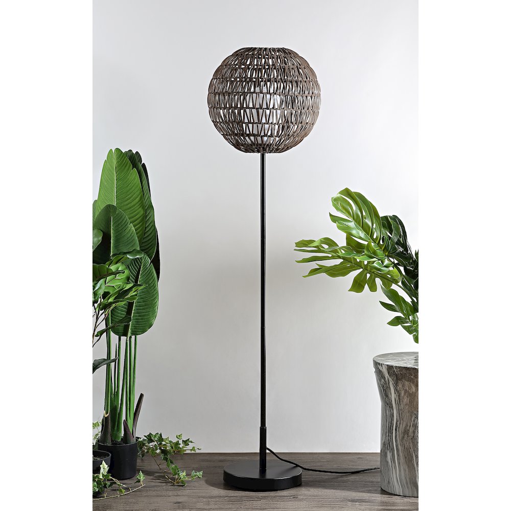 Bea Outdoor Woven Globe Led Floor Lamp