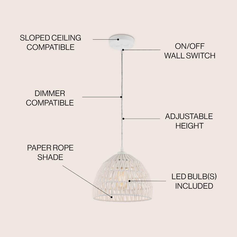 Campana 1-Light Bohemian Modern Woven Rope/Iron Led Pendant