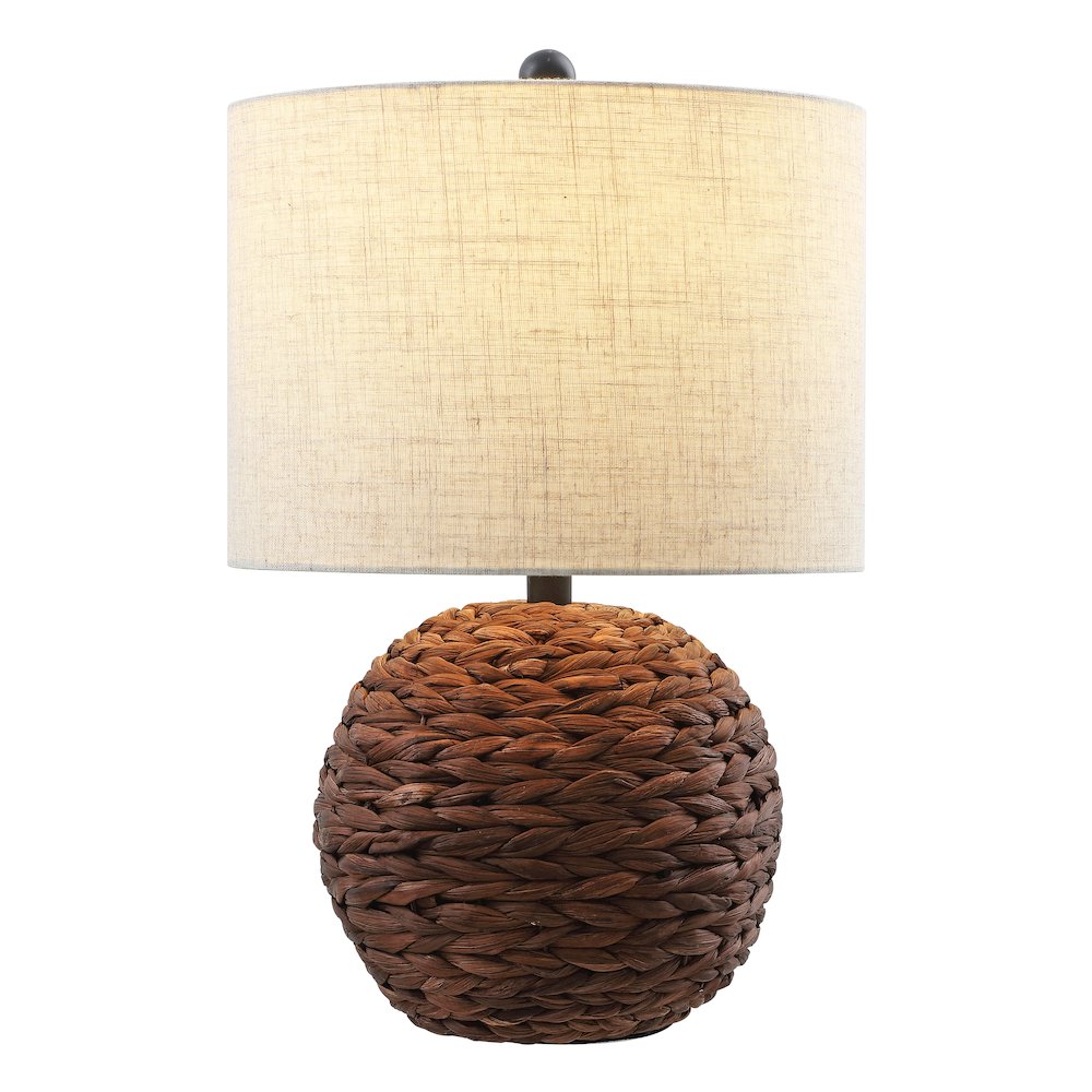 Camilo Modern Coastal Woven Rattan Globe LED Table Lamp Dark