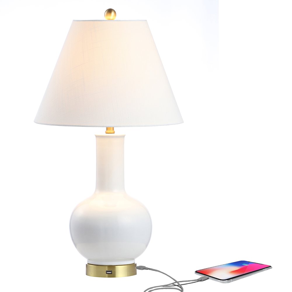 Han Ceramiciron Contemporary Usb Charging Led Table Lamp