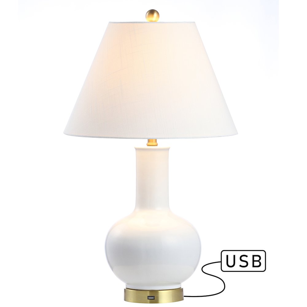 Han Ceramiciron Contemporary Usb Charging Led Table Lamp