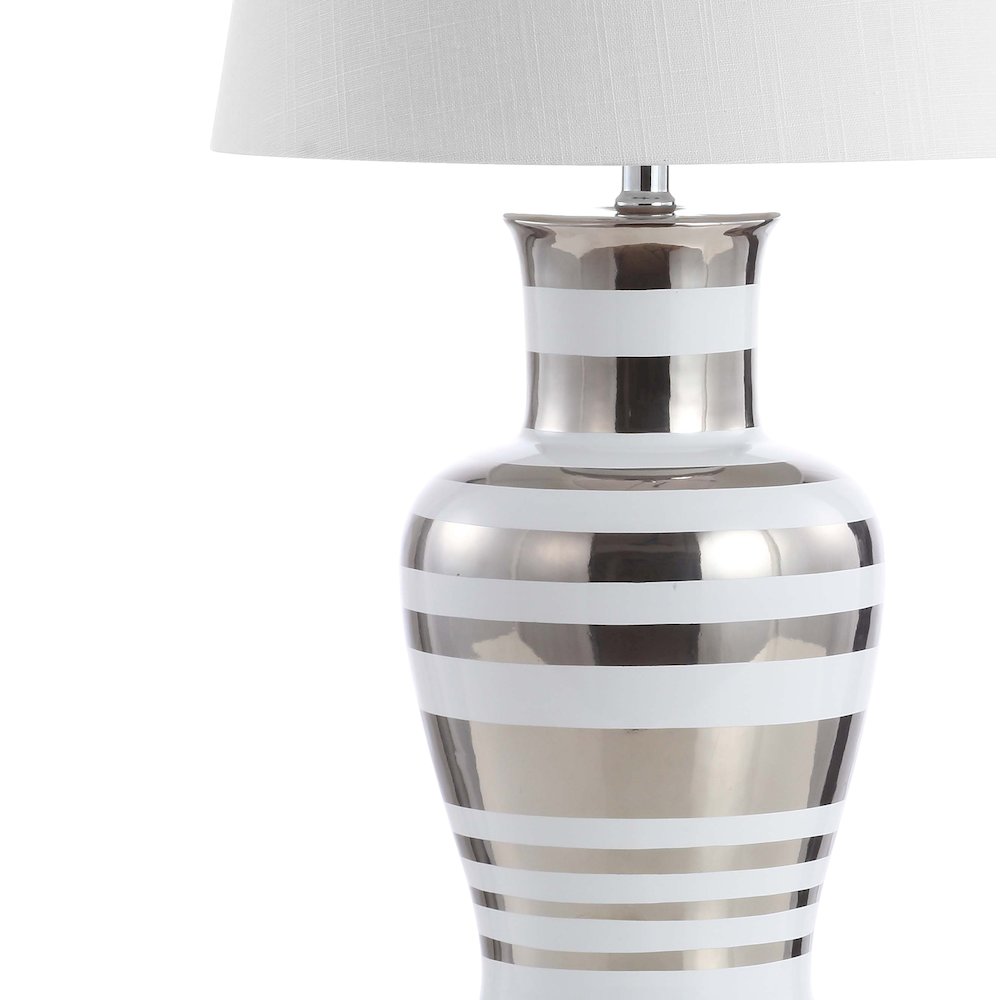 Zilar Striped Ceramiciron Classic Modern Led Table Lamp