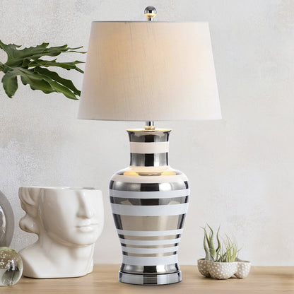 Zilar Striped Ceramiciron Classic Modern Led Table Lamp
