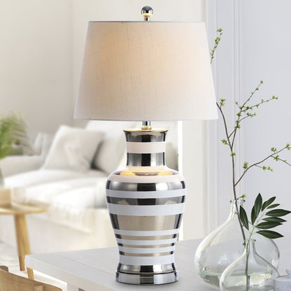 Zilar Striped Ceramiciron Classic Modern Led Table Lamp