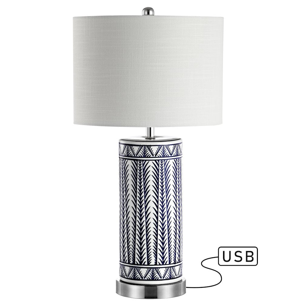 Sulka Ceramiciron Contemporary Usb Charging Led Table Lamp (Set Of 2)
