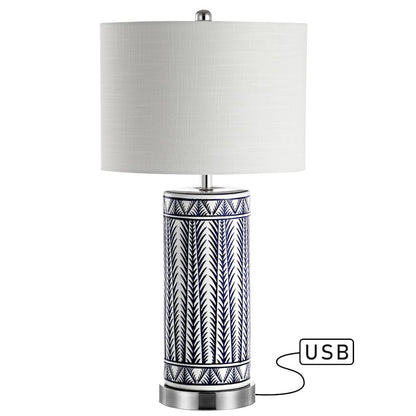 Sulka Ceramiciron Contemporary Usb Charging Led Table Lamp (Set Of 2)