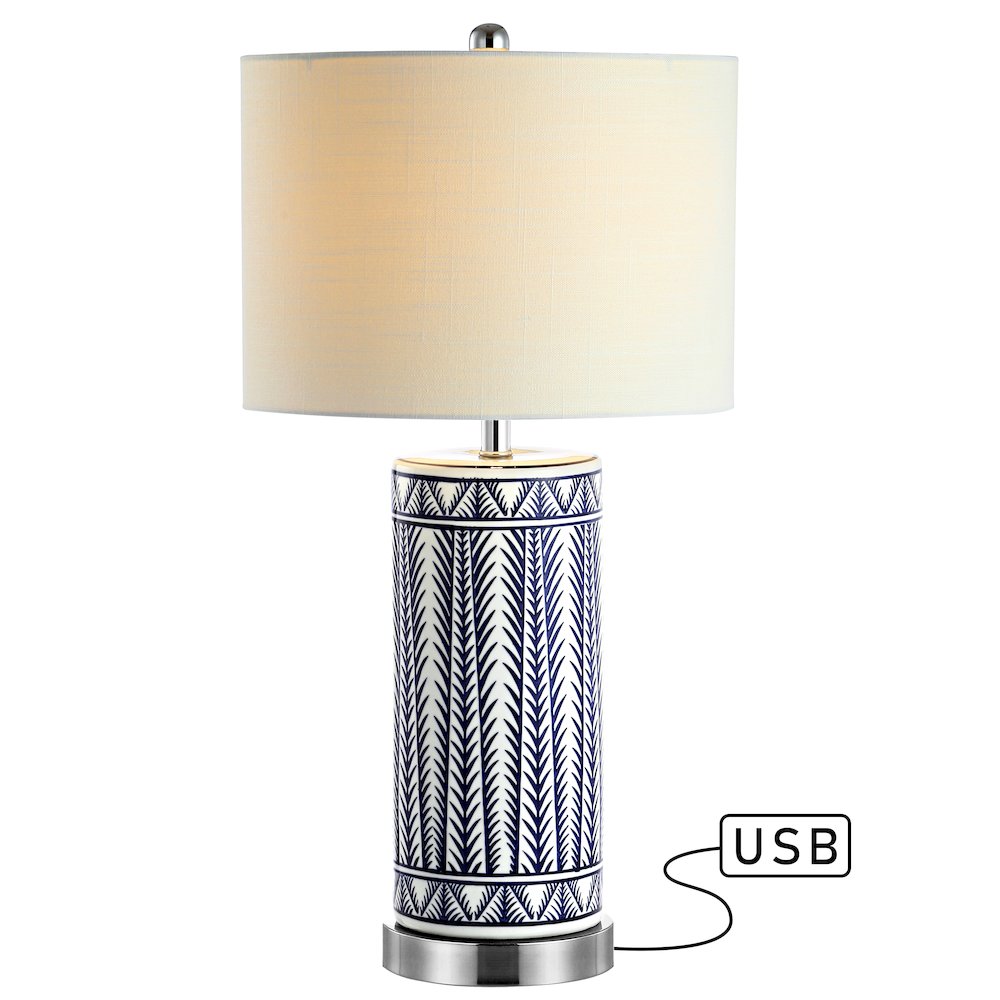 Sulka Ceramiciron Contemporary Usb Charging Led Table Lamp (Set Of 2)