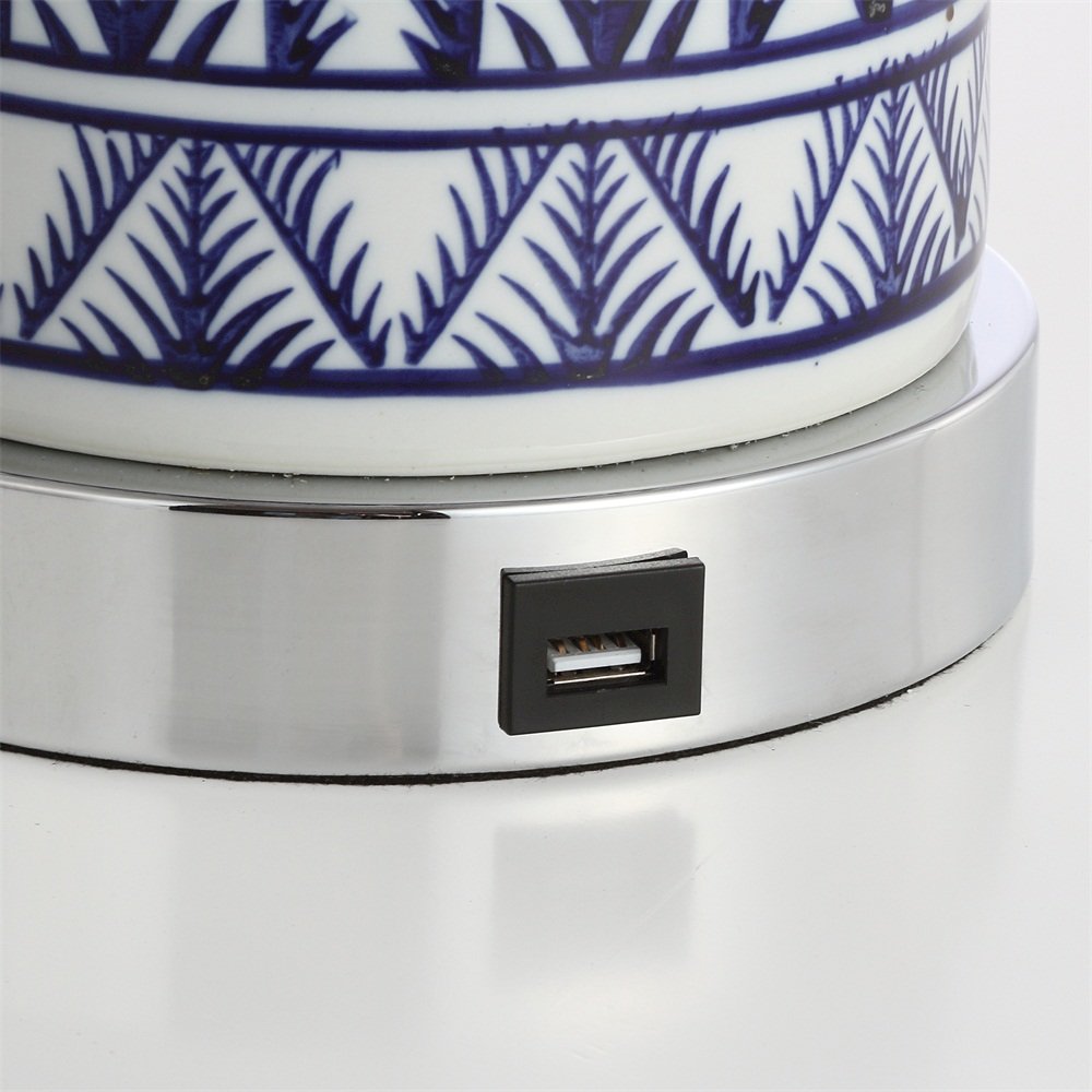 Sulka Ceramiciron Contemporary Usb Charging Led Table Lamp (Set Of 2)