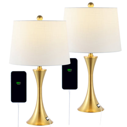 Bennett Modern Glam Iron Hourglass Led Table Lamp With Usb Charging Port