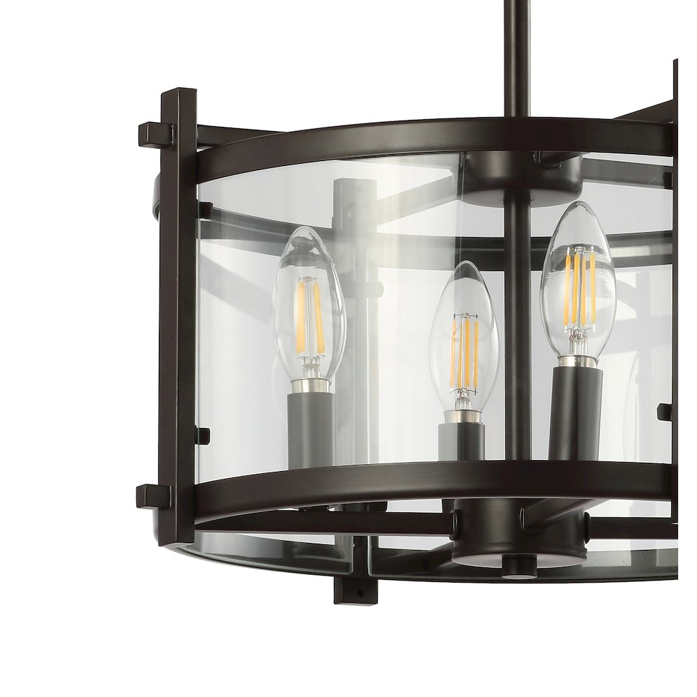 Hampdon Iron/Glass Modern Drum Led Flush Mount