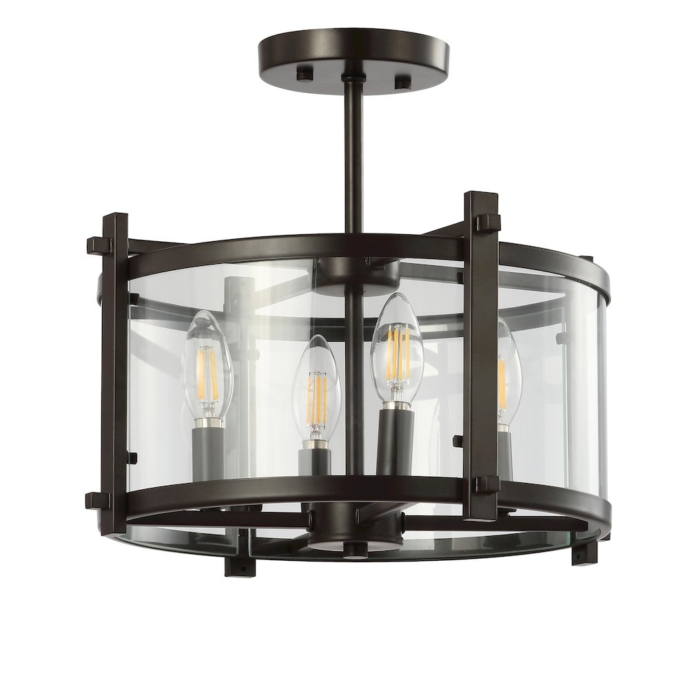 Hampdon Iron/Glass Modern Drum Led Flush Mount