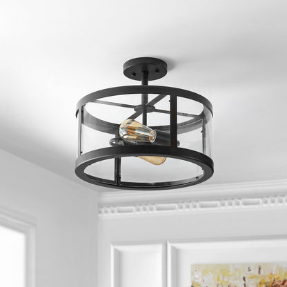 Herndon Iron/Glass Modern Led Flush Mount