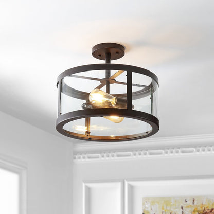 Herndon Iron/Glass Modern Led Flush Mount