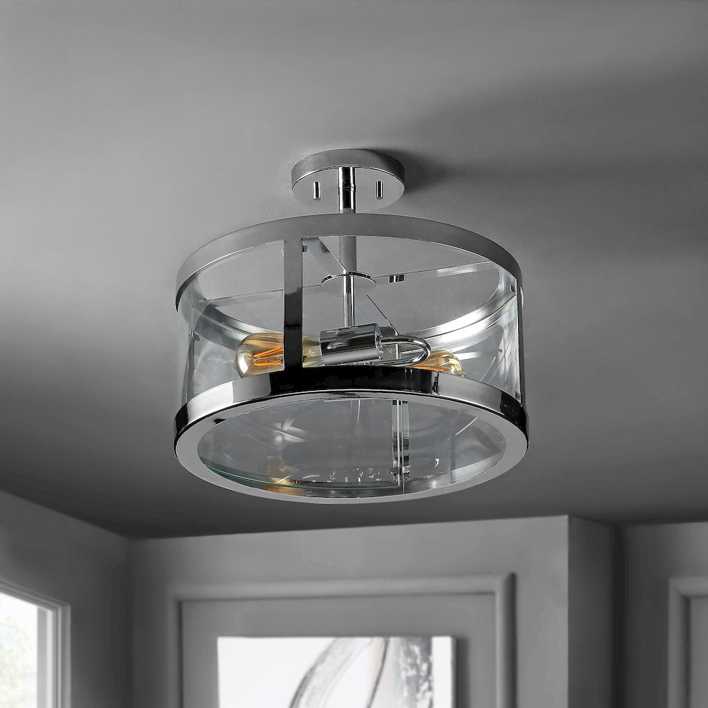 Herndon Iron/Glass Modern Led Flush Mount