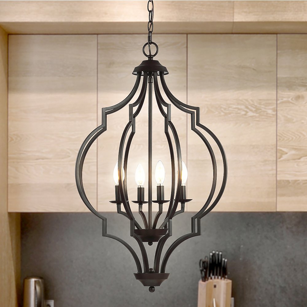 Selema Iron Adjustable Ogee Lantern Led Pendant