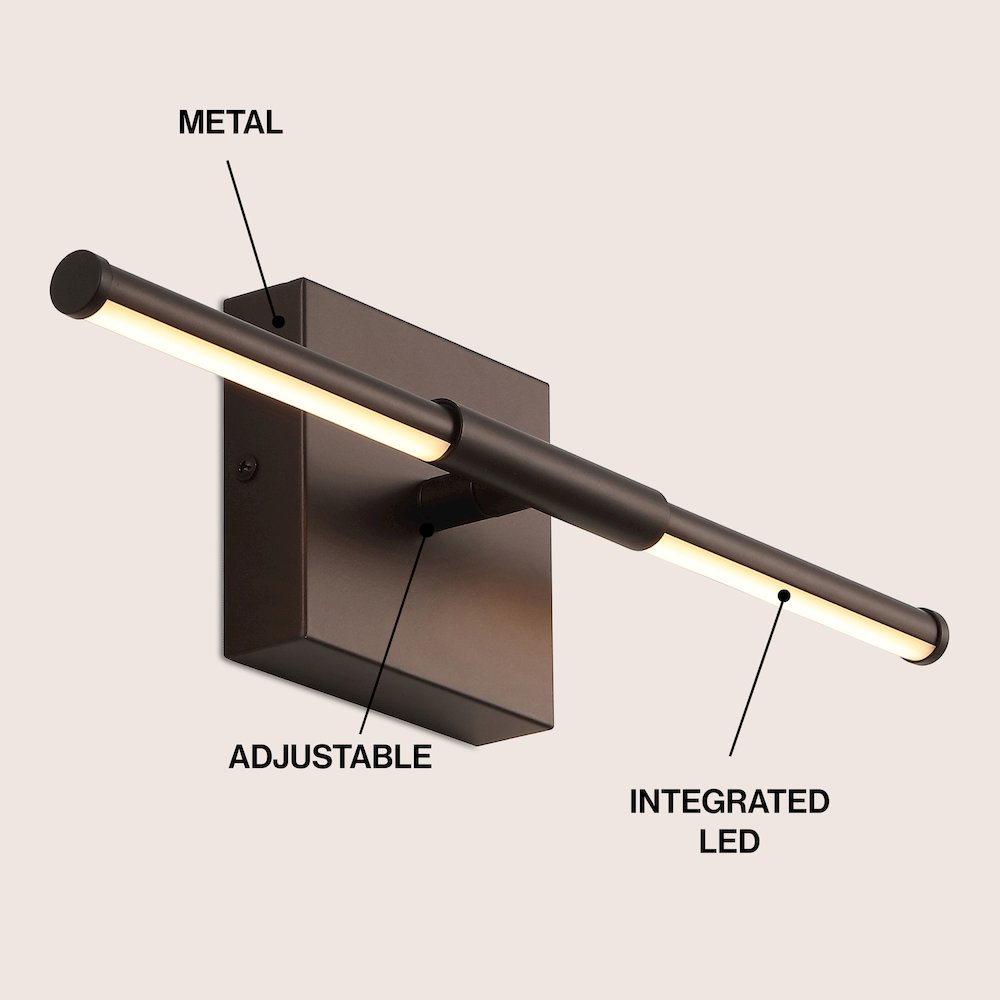 16.25" Minimalist Dimmable Integrated LED Metal Wall Sconce, Oil Rubbed Bronze