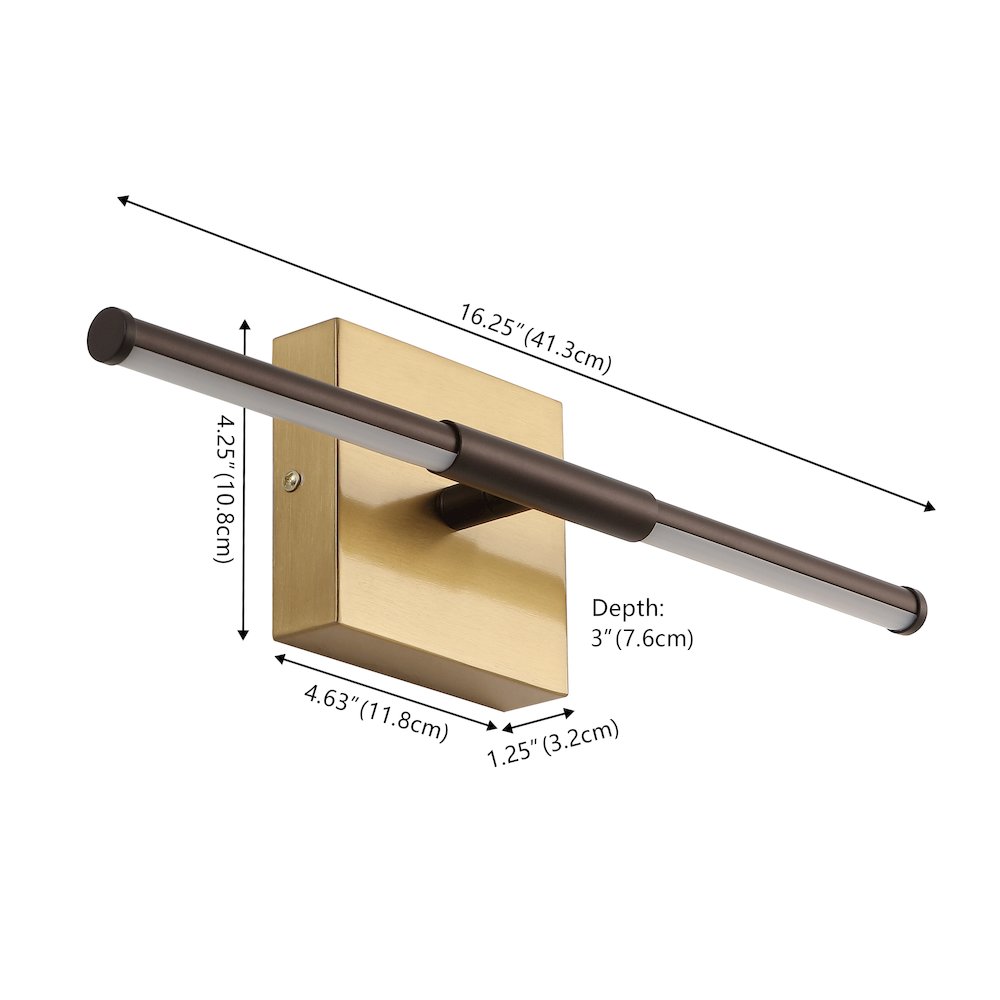 16.25" Dimmable Integrated LED Metal Wall Sconce, Oil Rubbed Bronze/Brass Gold