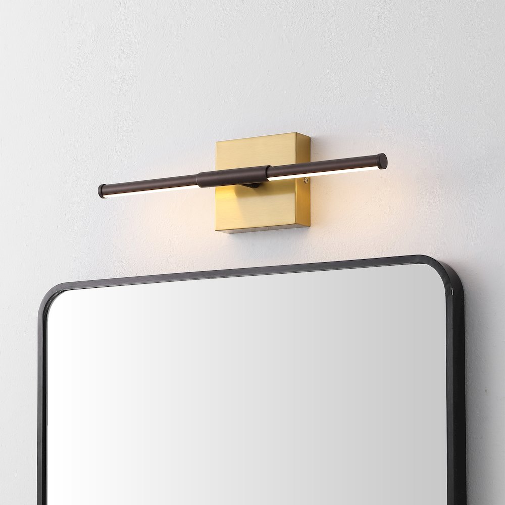 16.25" Dimmable Integrated LED Metal Wall Sconce, Oil Rubbed Bronze/Brass Gold