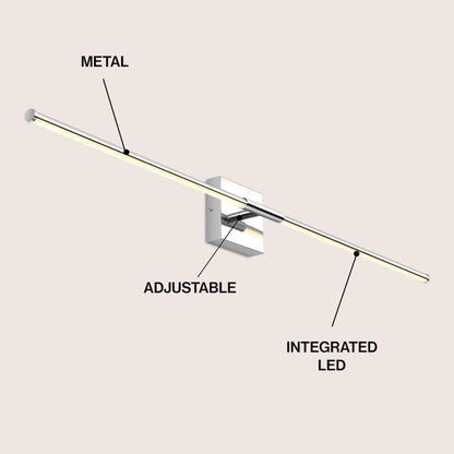 Makena 32" Modern Minimalist Dimmable Integrated LED Metal Wall Sconce, Chrome