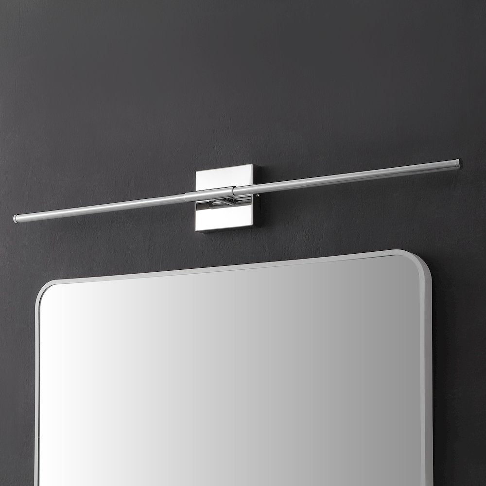 Makena 32" Modern Minimalist Dimmable Integrated LED Metal Wall Sconce, Chrome