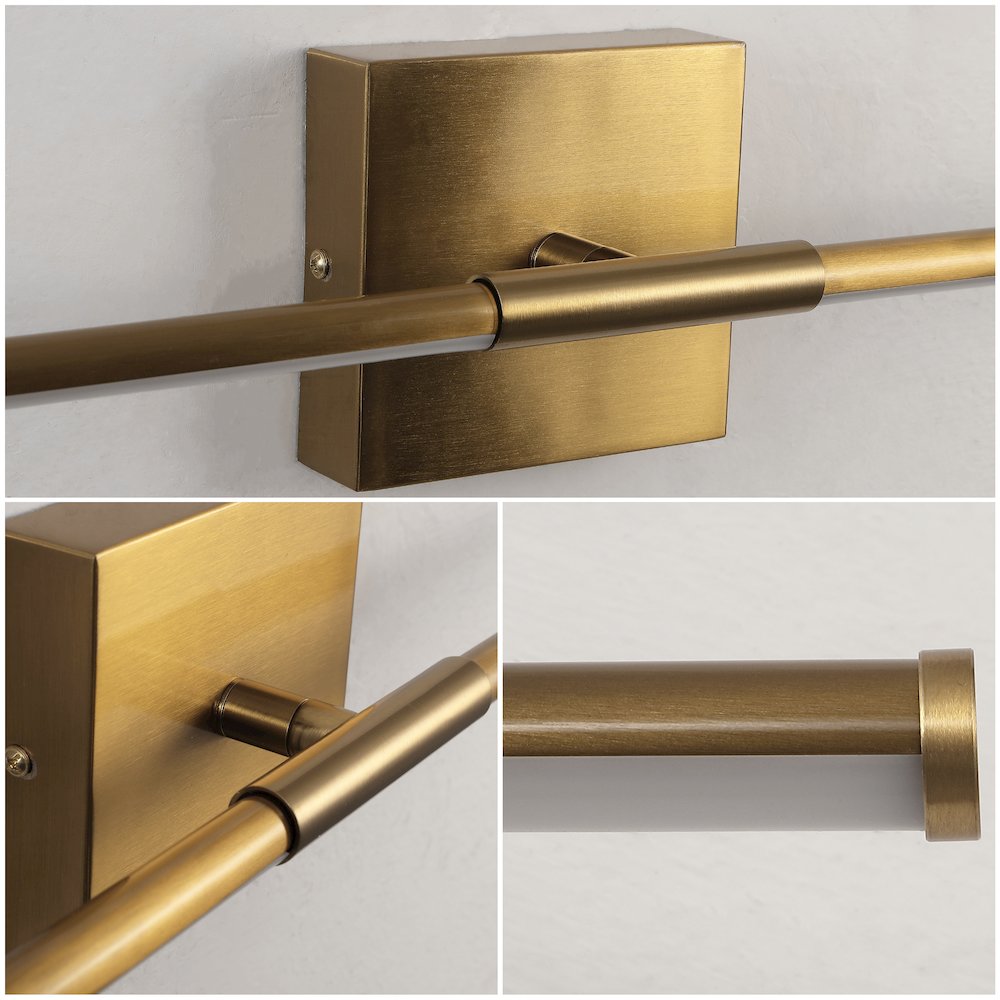32" Modern Minimalist Dimmable Integrated LED Metal Wall Sconce, Brass Gold