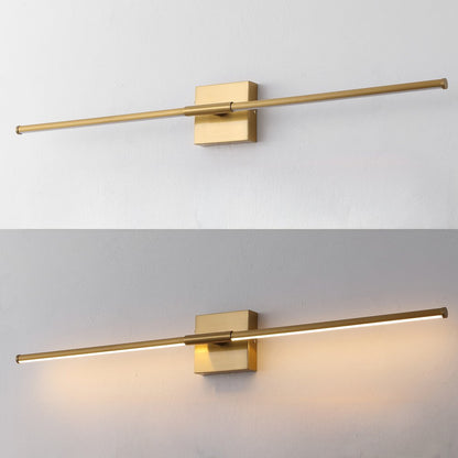 32" Modern Minimalist Dimmable Integrated LED Metal Wall Sconce, Brass Gold