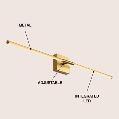 32" Modern Minimalist Dimmable Integrated LED Metal Wall Sconce, Brass Gold