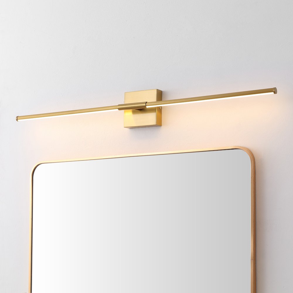 32" Modern Minimalist Dimmable Integrated LED Metal Wall Sconce, Brass Gold