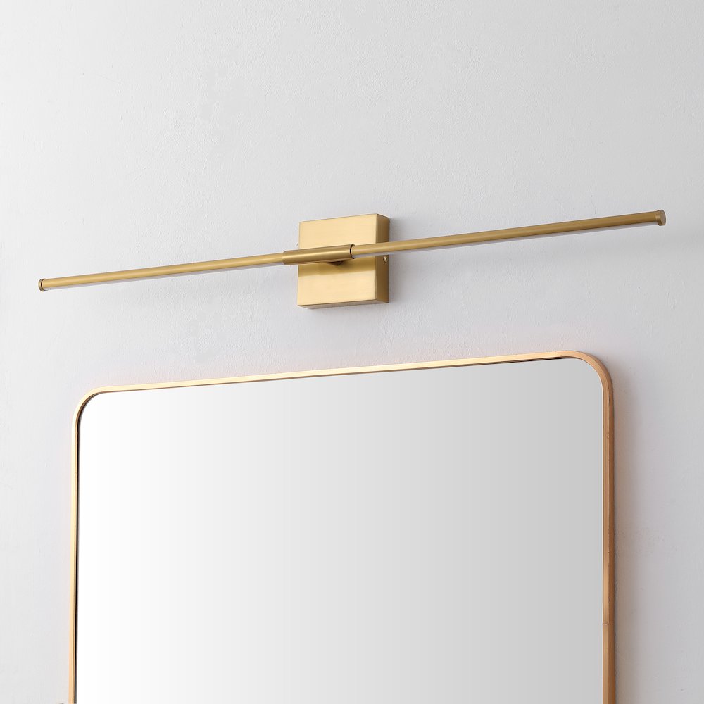 32" Modern Minimalist Dimmable Integrated LED Metal Wall Sconce, Brass Gold