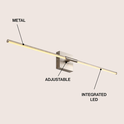 Makena 32" Modern Minimalist Dimmable Integrated LED Metal Wall Sconce, Nickel