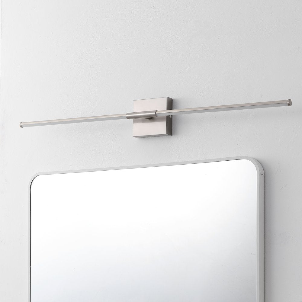 Makena 32" Modern Minimalist Dimmable Integrated LED Metal Wall Sconce, Nickel