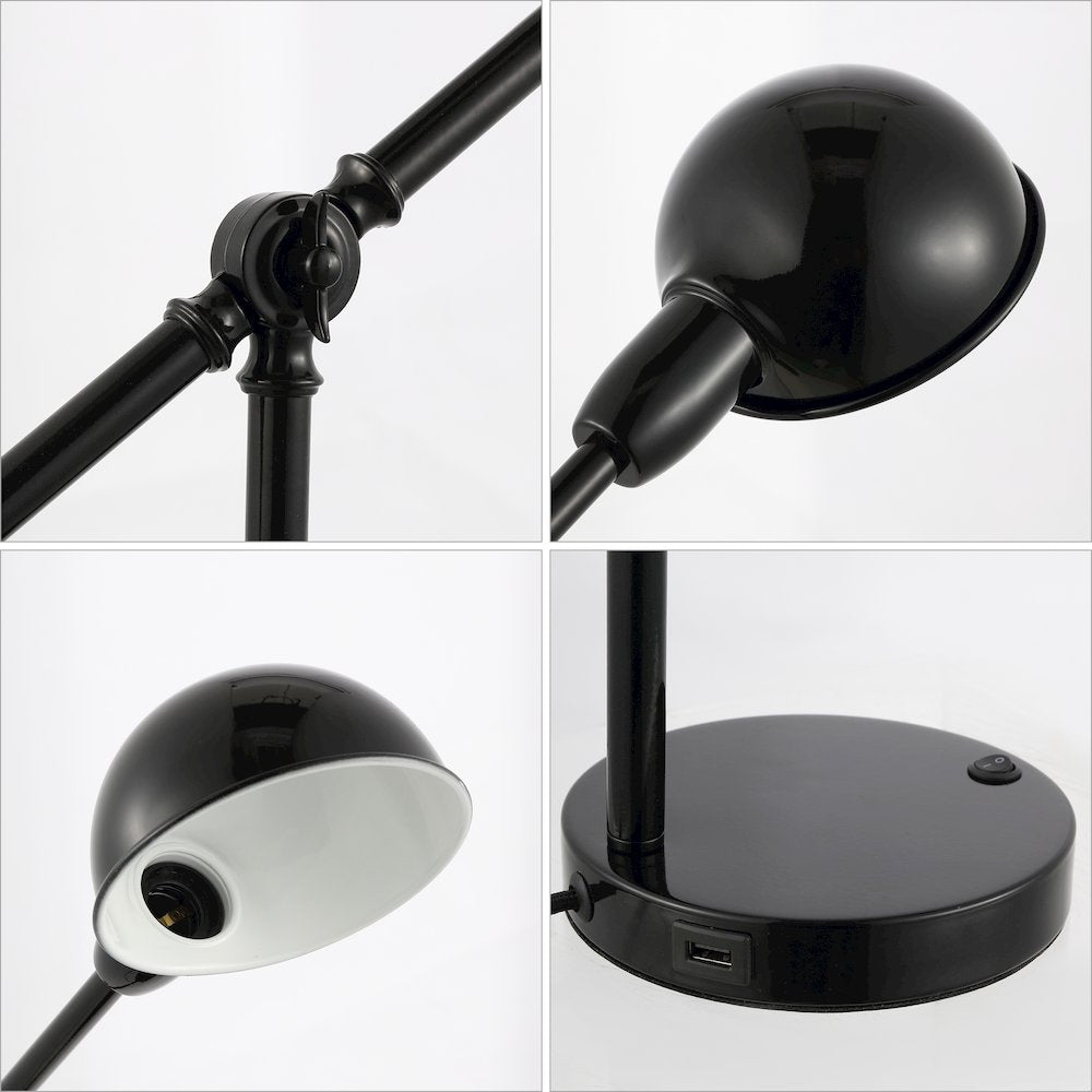 Curtis Vintage Industrial Iron Adjustable Dome Shade Led Task Lamp