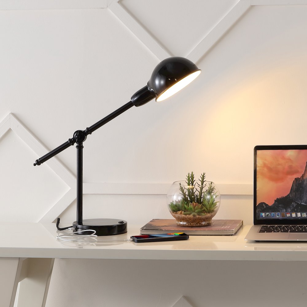 Curtis Vintage Industrial Iron Adjustable Dome Shade Led Task Lamp