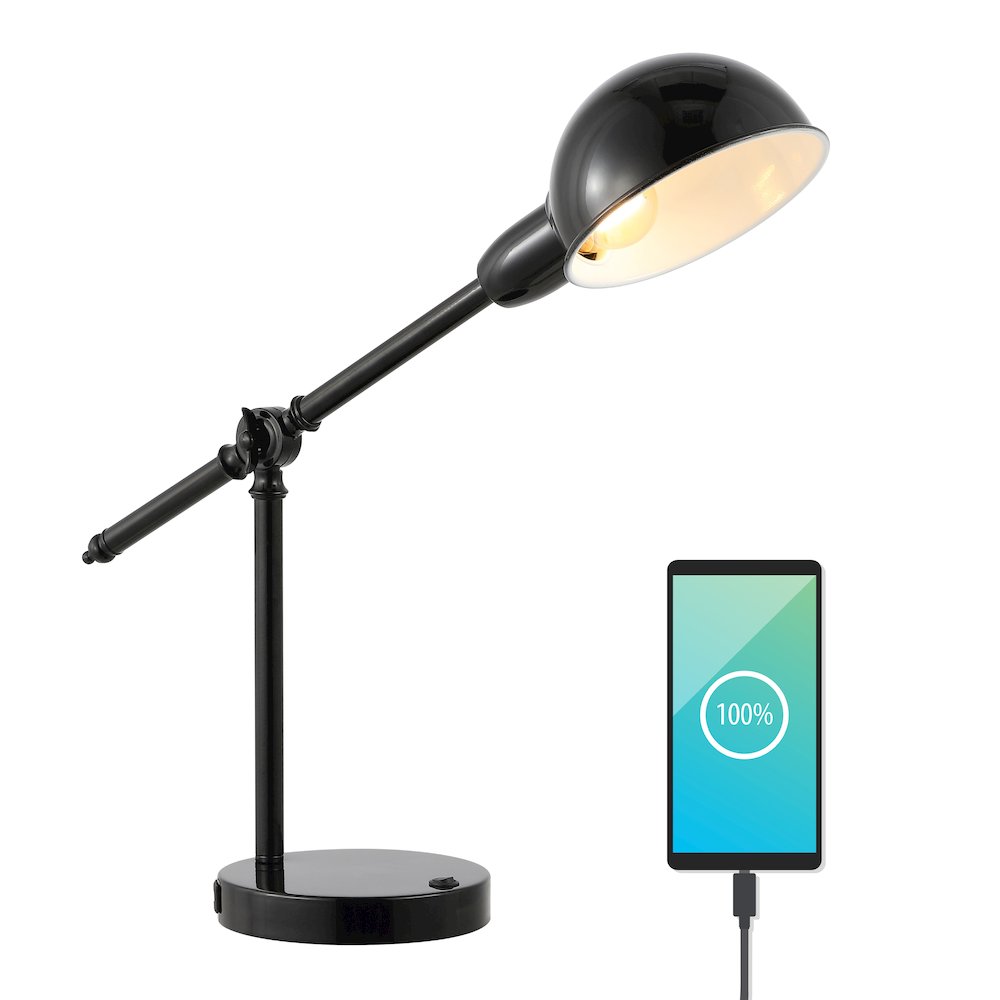 Curtis Vintage Industrial Iron Adjustable Dome Shade Led Task Lamp
