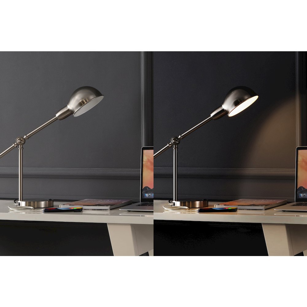 Curtis Vintage Industrial Iron Adjustable Dome Shade Led Task Lamp