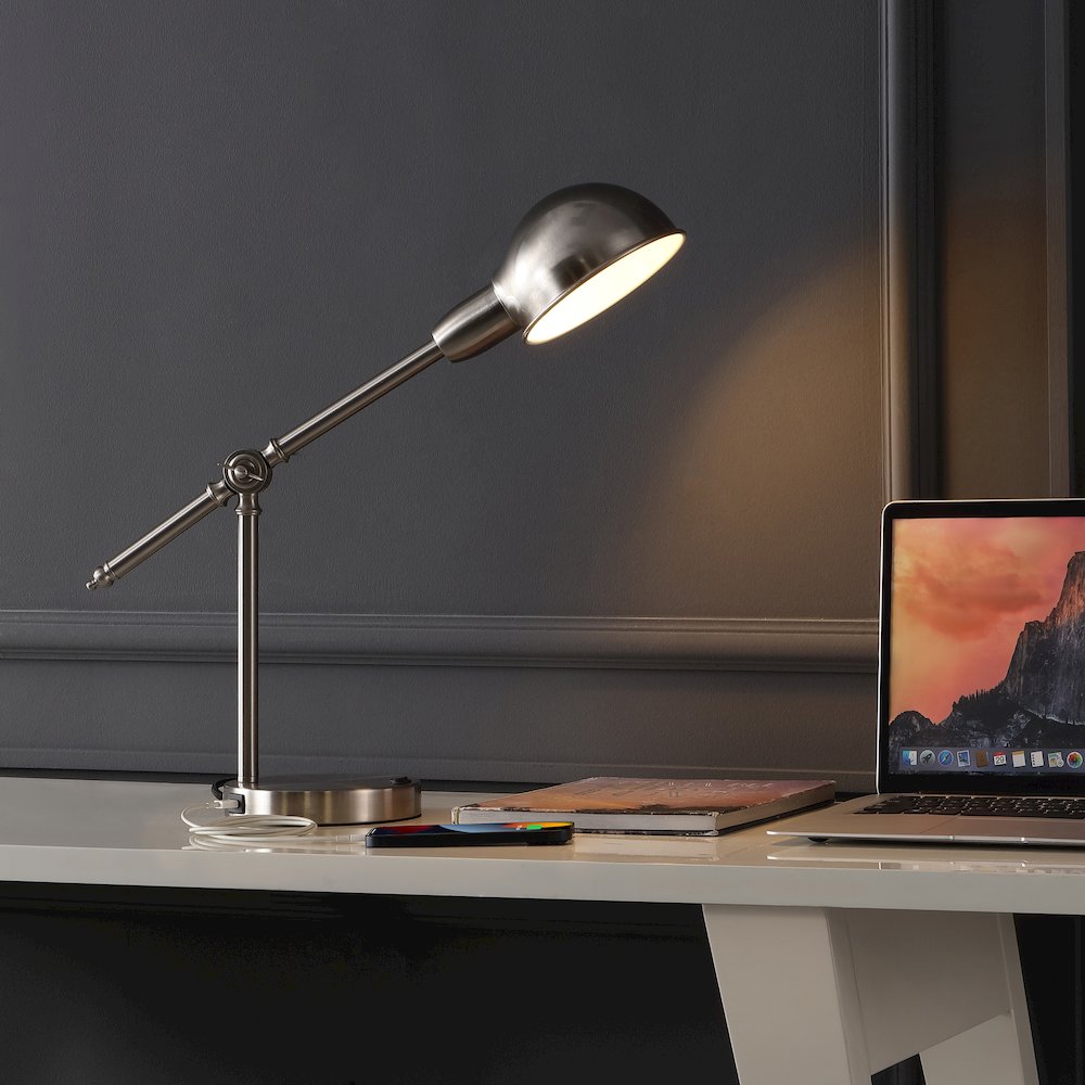 Curtis Vintage Industrial Iron Adjustable Dome Shade Led Task Lamp