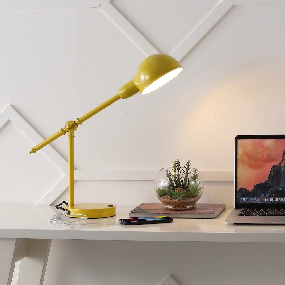 Curtis Vintage Industrial Iron Adjustable Dome Shade Led Task Lamp
