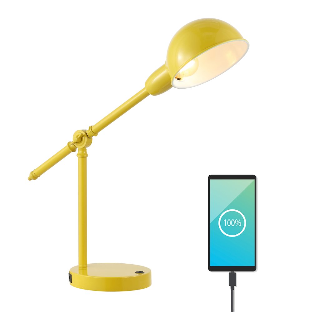 Curtis Vintage Industrial Iron Adjustable Dome Shade Led Task Lamp