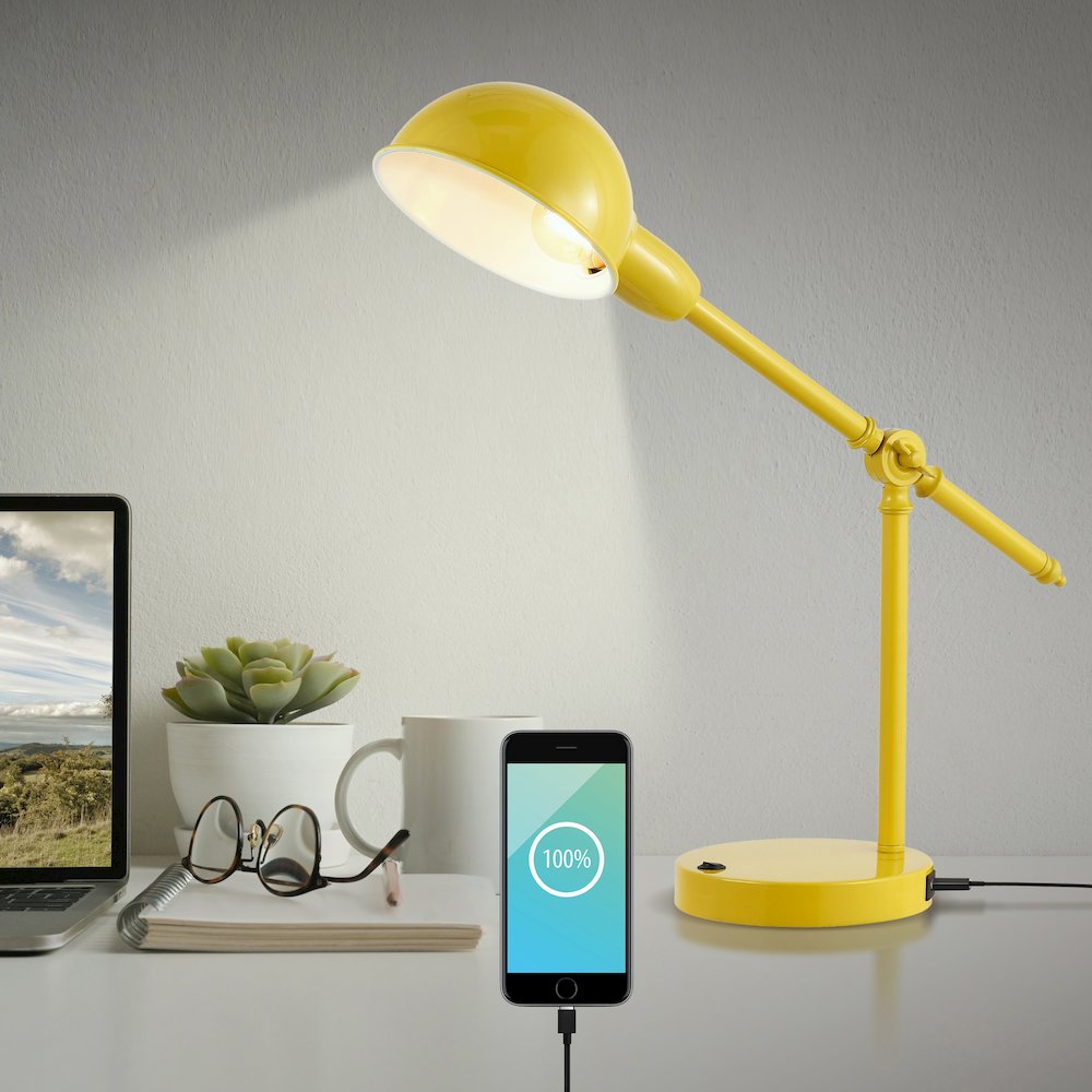 Curtis Vintage Industrial Iron Adjustable Dome Shade Led Task Lamp