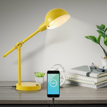 Curtis Vintage Industrial Iron Adjustable Dome Shade Led Task Lamp