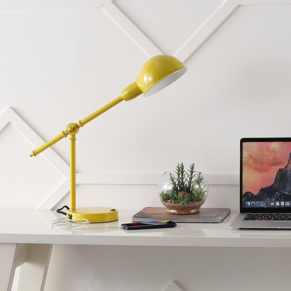 Curtis Vintage Industrial Iron Adjustable Dome Shade Led Task Lamp