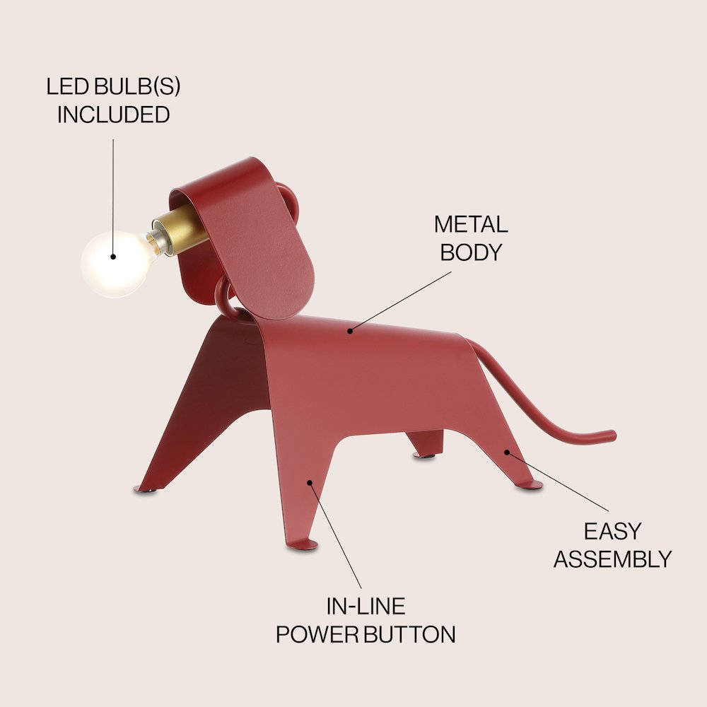 Rover Modern Industrial Iron Canine Led Kids' Lamp