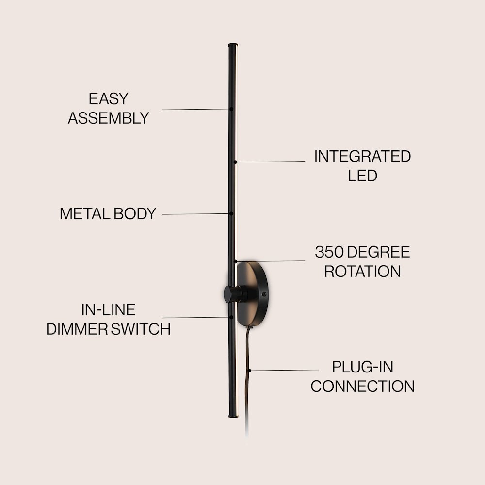 Minimalist Iron Adjustable Bar Integrated Led Plug-In Sconce