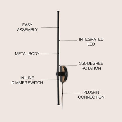 Minimalist Iron Adjustable Bar Integrated Led Plug-In Sconce