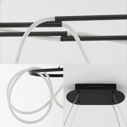 Contemporary Adjustable Silicone Rope Metal Dimmable Integrated LED Chandelier