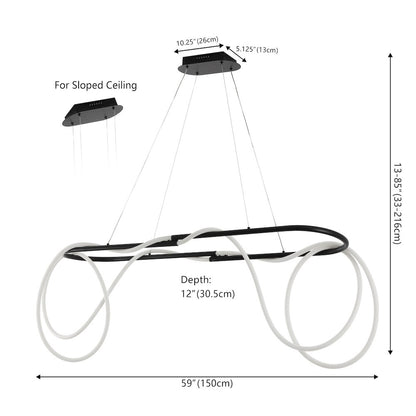 Contemporary Adjustable Silicone Rope Metal Dimmable Integrated LED Chandelier